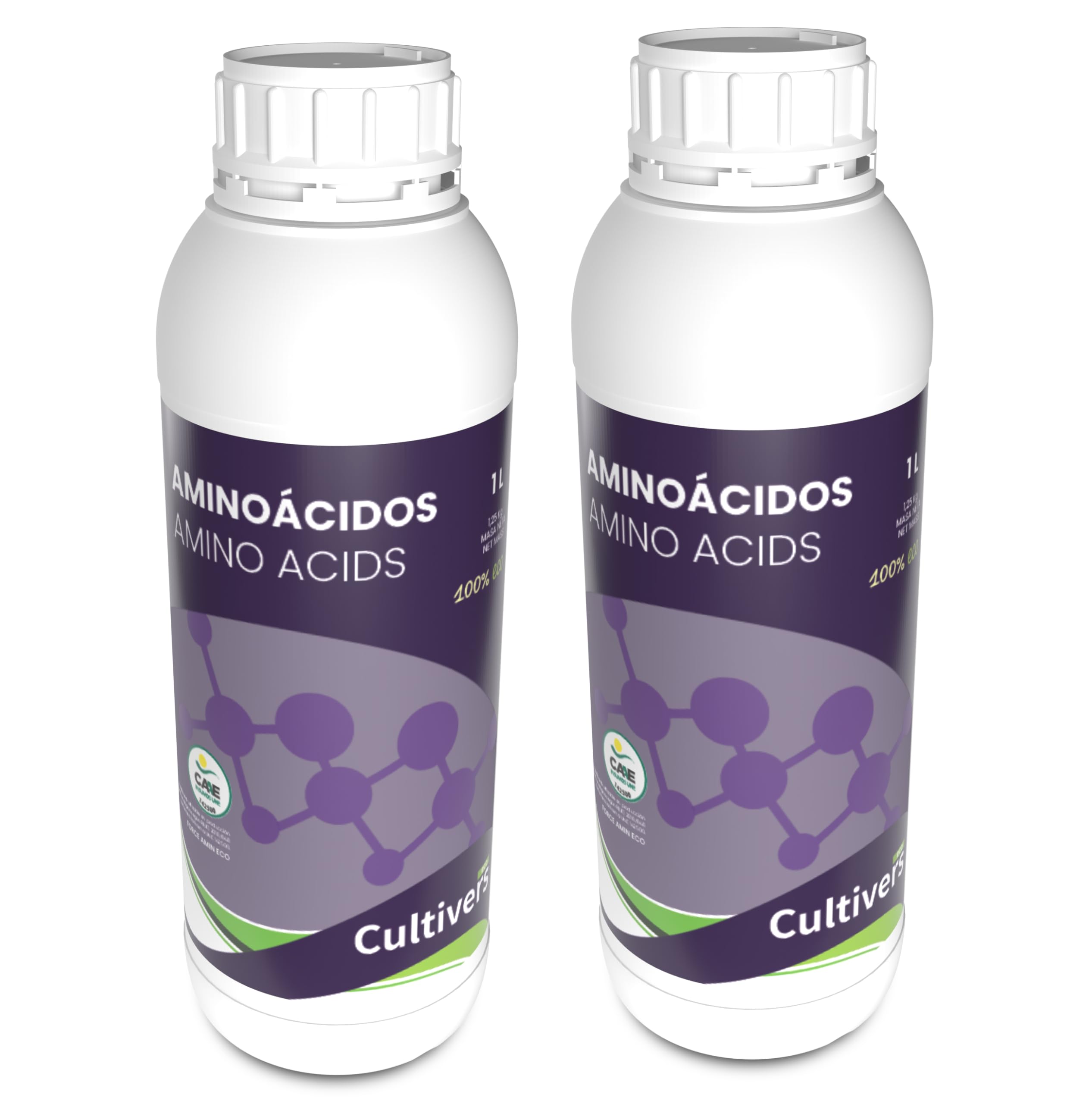 CULTIVERS Abono de Aminoácidos Vegetales de 2x1 L. Fertilizante potenciador del Crecimiento de tu Plantas en Exterior e Interior. Fertilizante Aumenta la productividad.