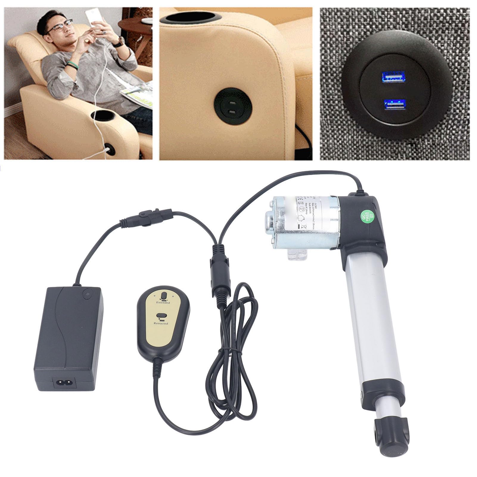 DC 24V Linearantrieb, Ausziehbarer Elektrischer Linearantrieb für Medizinische Geräte (EU-Stecker 100-240 V)