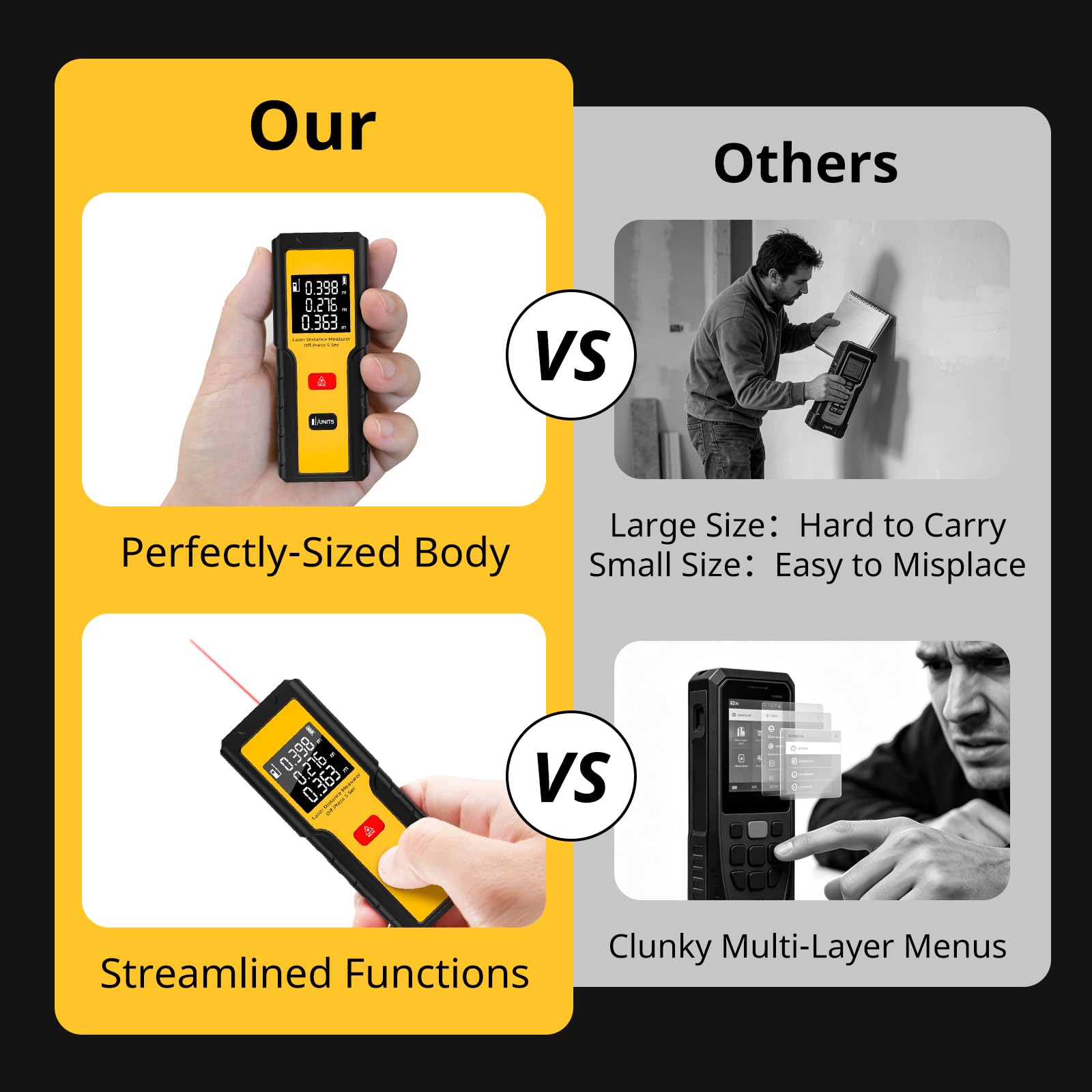 165ft Laser Distance Meters, Packet-Size Laser Measuring Tool — Amazon image 5
