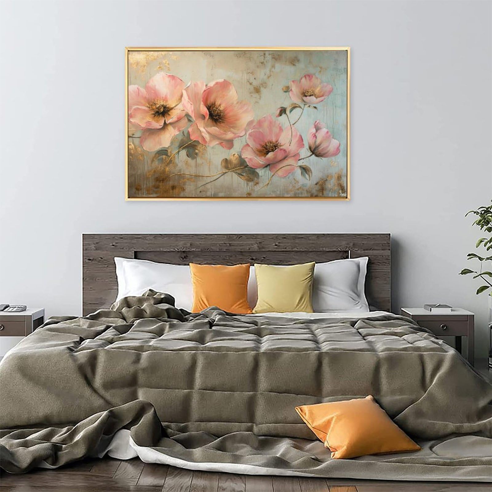 Amazon.co.jp: 絵画 ピンクの花の花束インテリア 絵画 油絵