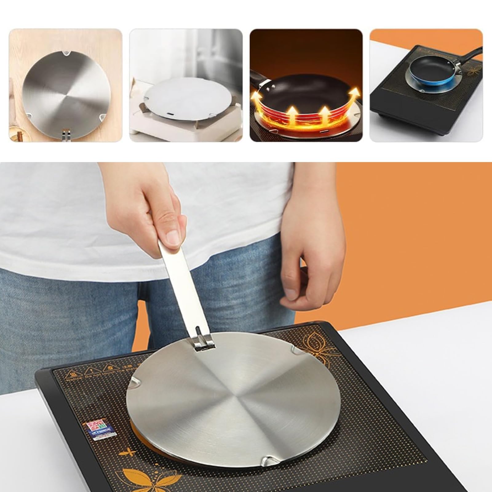 QIEIEI Stainless Steel Induction Plate Efficient Heat Distributor Plate Heat Diffuser Plate Suitable for Electric Cooktops