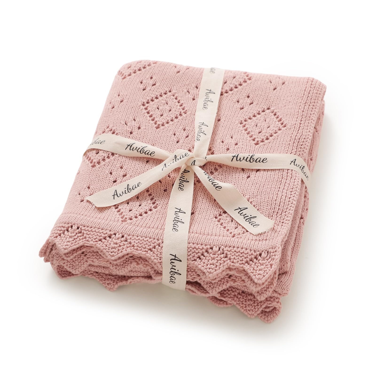 Avibae Baby Swaddle Blanket 100% Cotton Gender Neutral Pointelle Receiving Blanket for Boys Girls Cuddle Stroller Crib