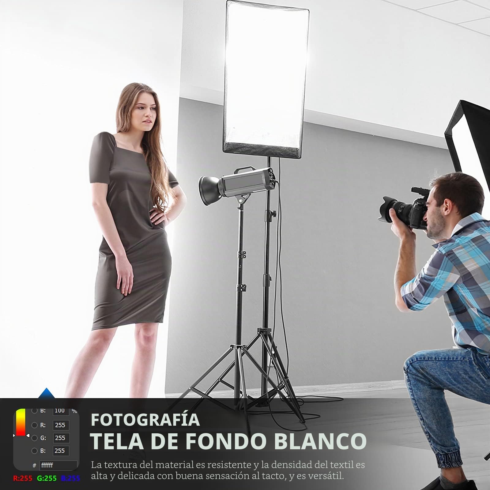 Neewer 9 x 13 pies / 2,8 x 4 Metros Fondo de fotografía fotográfica Estudio vídeo telón de Fondo de poliéster, Pantalla de Fondo, Soporte de telón de Fondo no Incluido (Blanco)