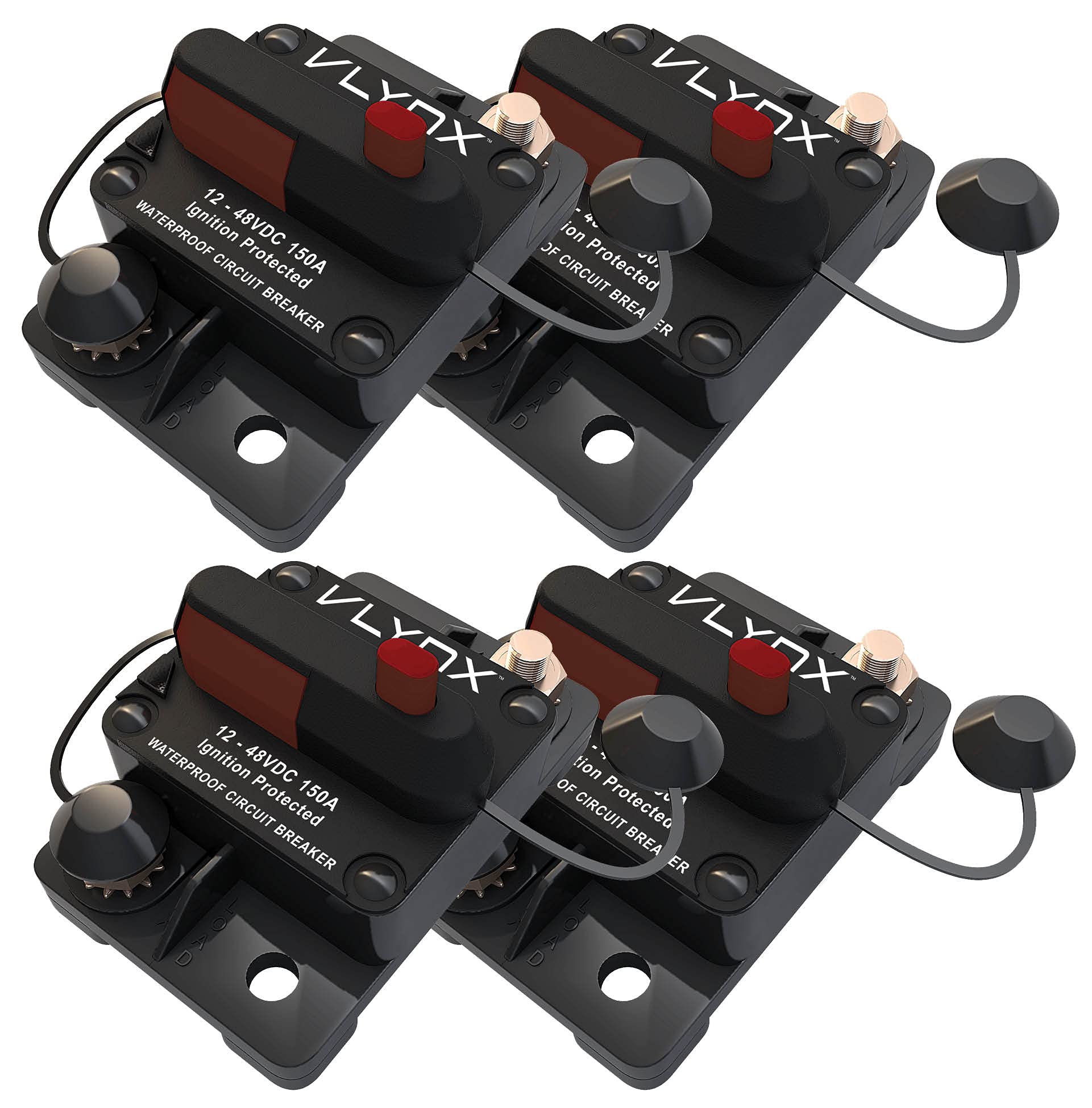 VLYNX QTY4 VCB150 12V-48VDC 150 Amp Resettable PLOWS AND SPREADERS Circuit Breaker