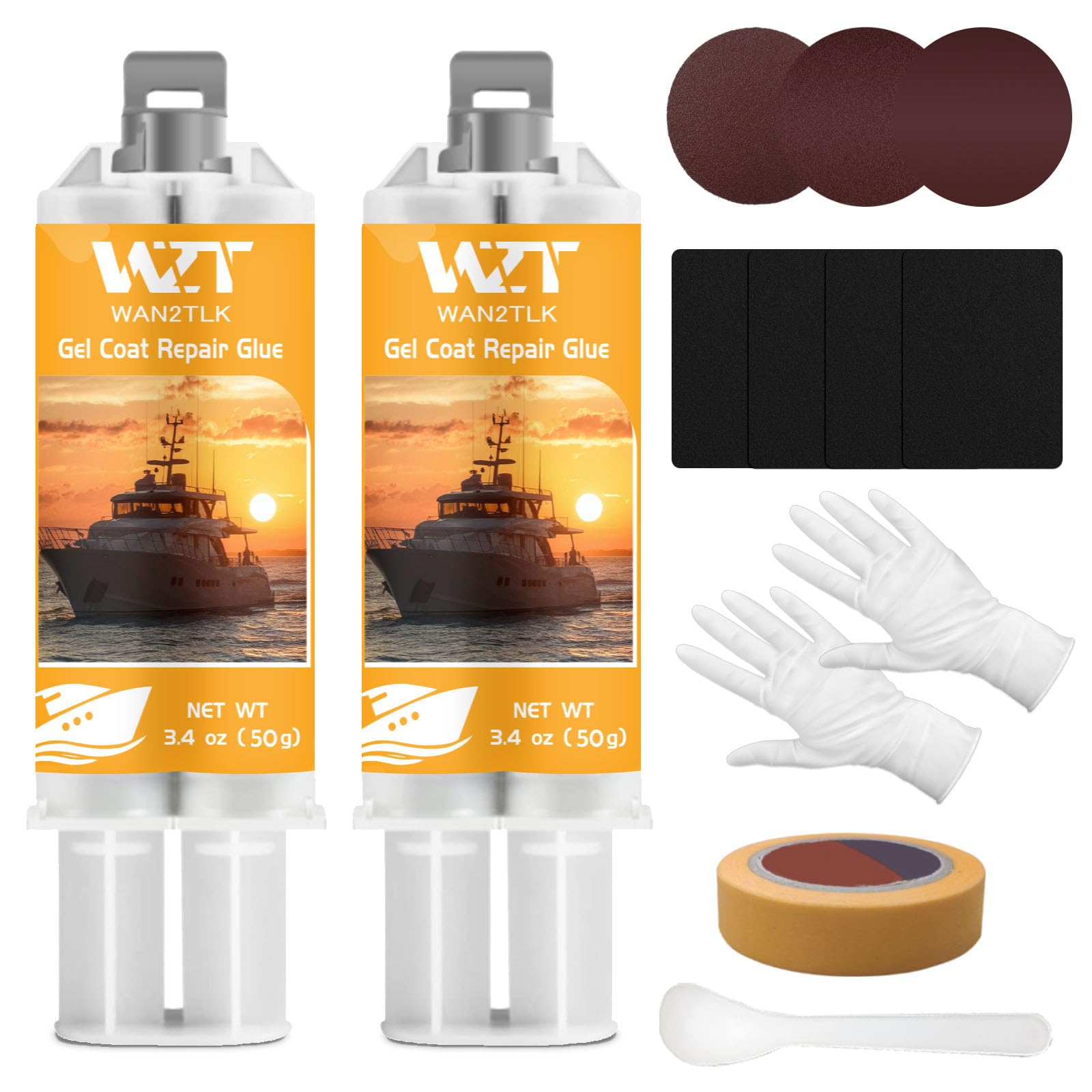 WAN2TLK 100ml Gel Coat Repair Kit for Boats, Marine Fiberglass Repair ...