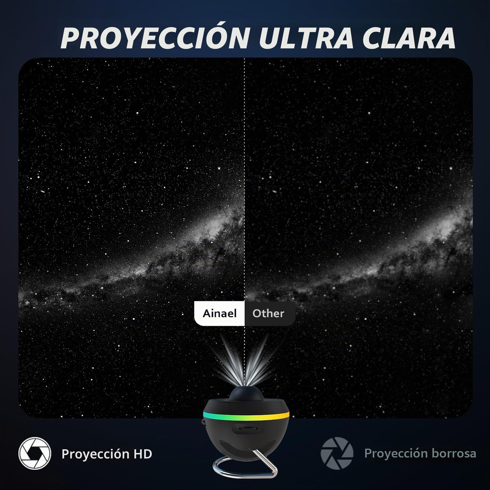 Proyector de estrellas, proyector de estrellas, planetario, luz de noche, luz de techo, espacio, cielo estrellado, con tira de luz, meteorito, proyector Galaxy Star, para niños, dormitorio