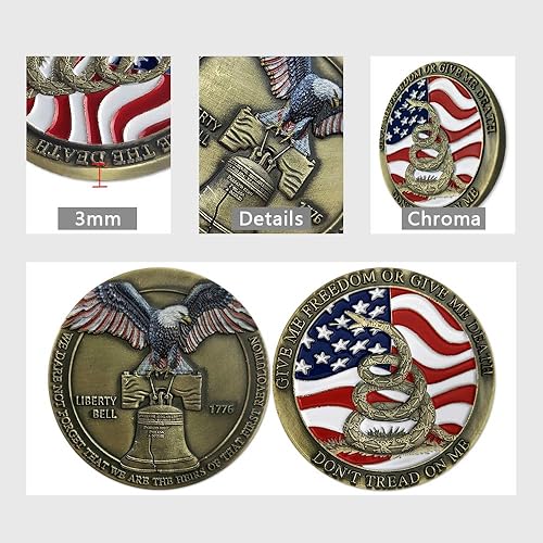 Miniatura 6 de Moneda militar Don't Tread on Me Challenge Coin US Liberty Bell