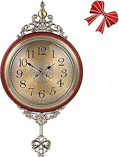 Vintage Wall Clock with Pendulum,Diameter 16 in/Full Length 30.7 in Larg...