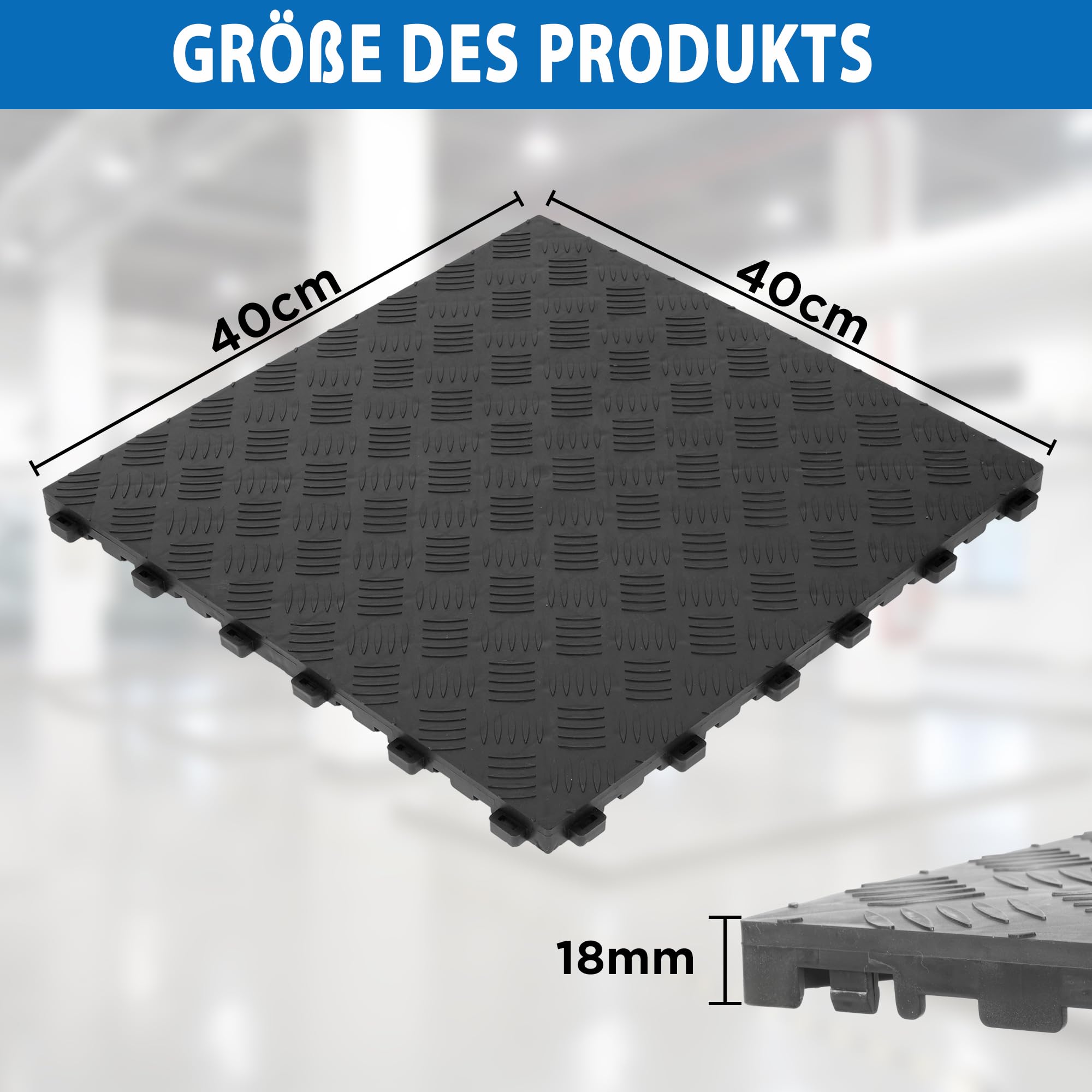 bimiti 20 Stück 40x40cm PVC Garagenboden, Garagenboden Fliesen aus Gummi, Garagenboden Schutzmatte rutschfeste, Bodenmatte für Garage (20pcs)