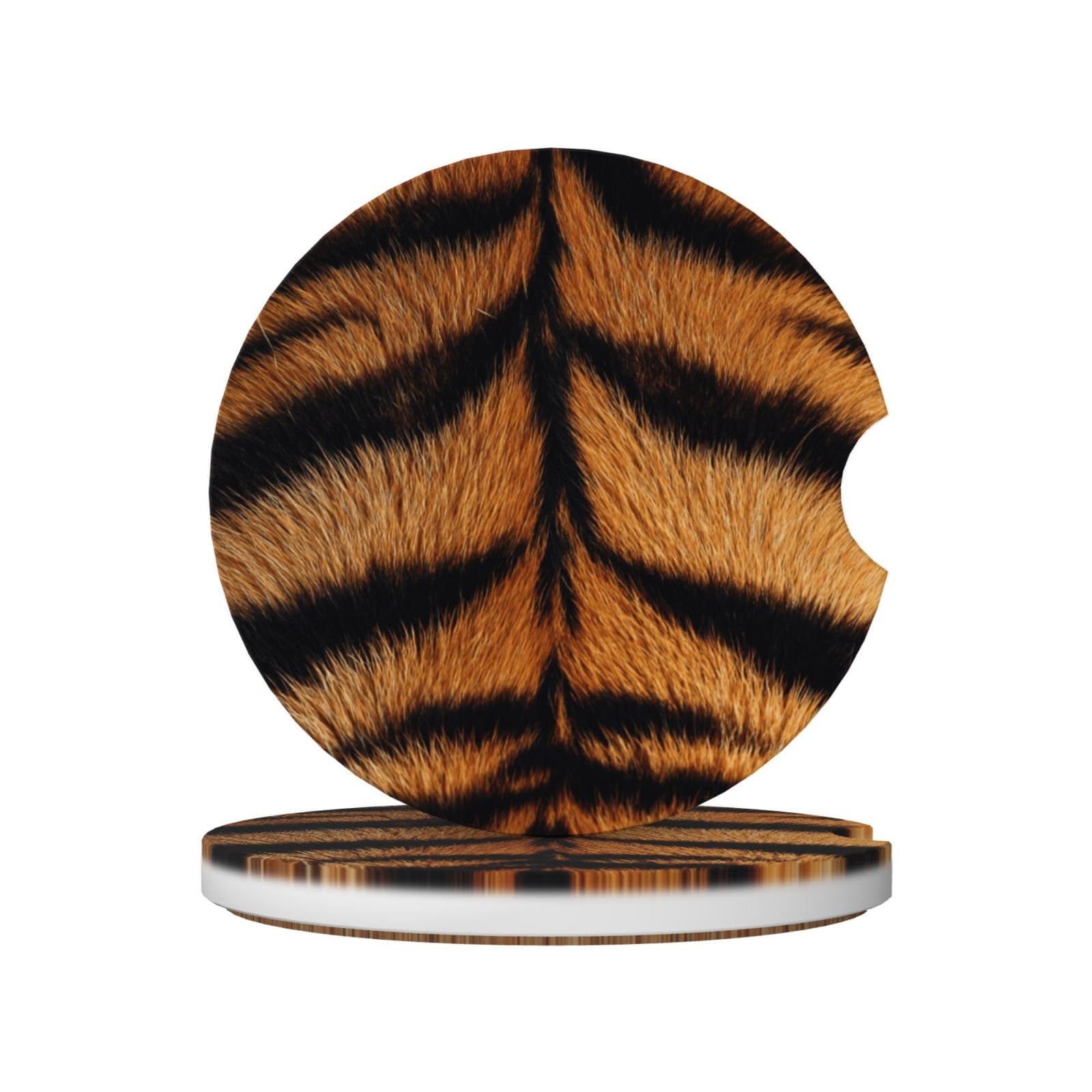 Tiger Black Stripes Texture Ceramic Coasters,2pcs