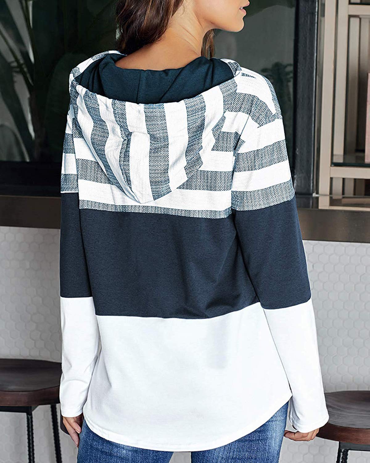 ABYOVRT Donna Felpa con Cappuccio Maniche Lunghe Stampa Floreale Camicette Patchwork Tops Pullover Maglietta