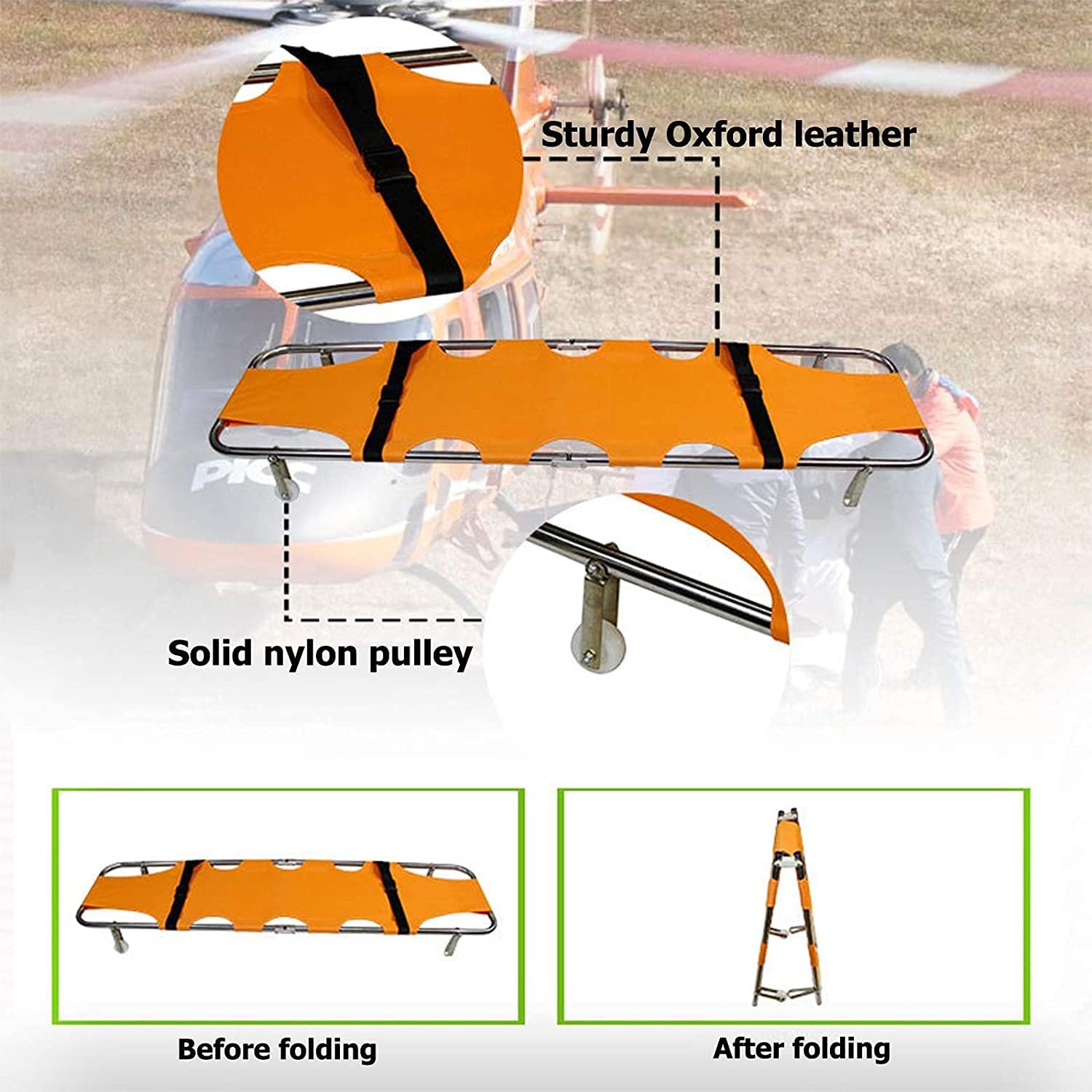 Portable Stretcher, Emergency Rescue Stretcher Multi-Purpose Home Folding Stretcher, for Hospitals/Clinics/Families/Sports Fields : Health & Household