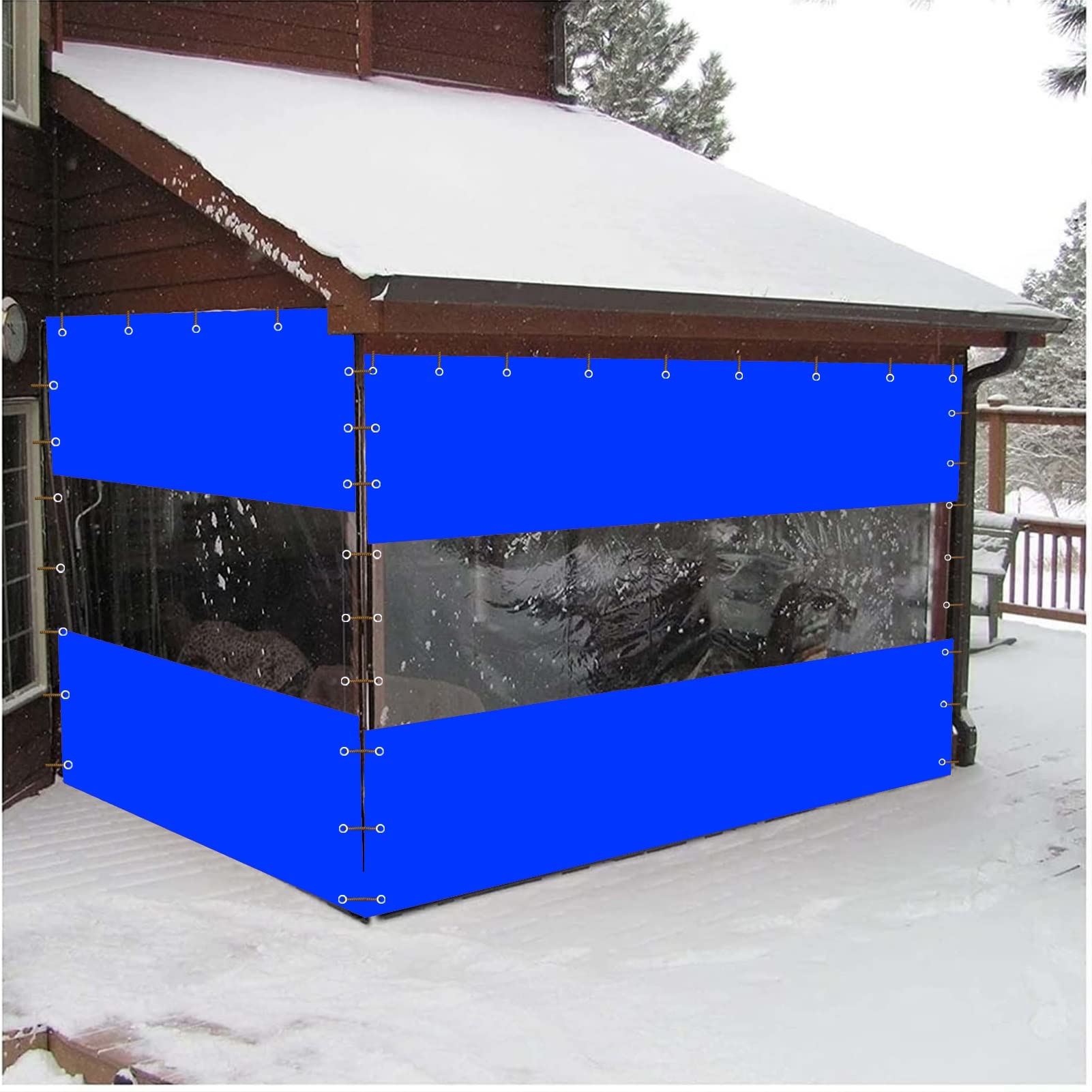 Wasserdichte Outdoor-Vorhänge für Balkon und Pavillon, kristallklare Pergola-Seitenteile mit Anti-Rost-Knopfloch-Design, anpassbare Größe, ideal für Gartenpavillon und Korridor (1,6 x 1,8 m/1,6 m)