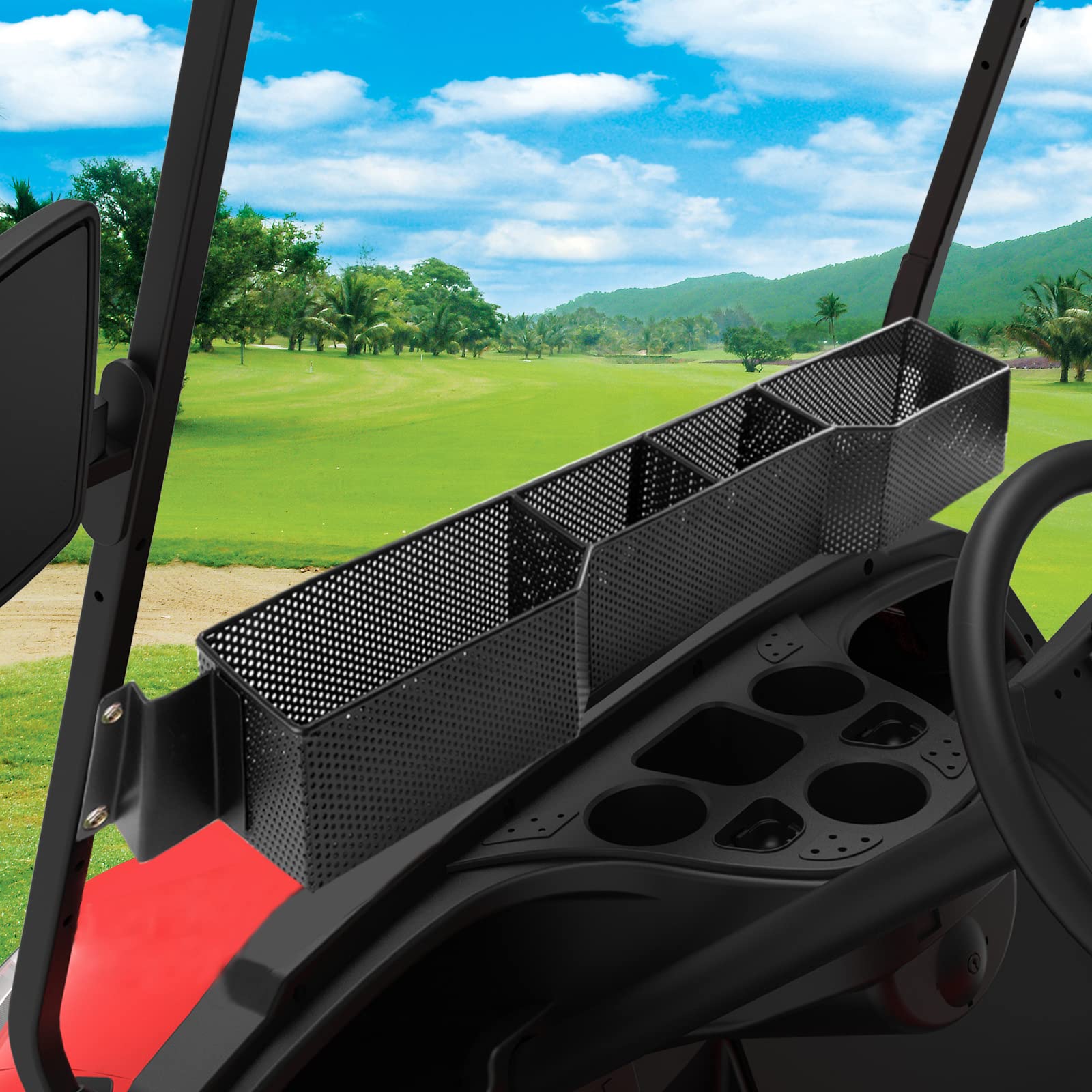 Roykaw Golf Cart Inner Front Storage Basket Dash Organizer Tray, Upgrade Larger Compartments & One Piece Design, More Sturdy