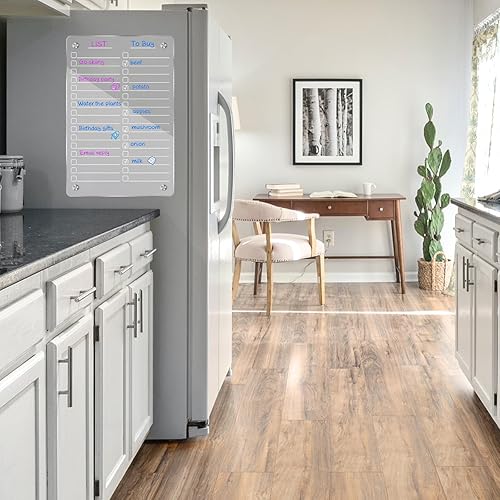 Miniatura 6 de Pizarra Magnética Acrílica de Borrado en Seco para Refrigerador, Calendario Magnético Acrílico Transparente para Refrigerador, Incluye Conjunto de 6
