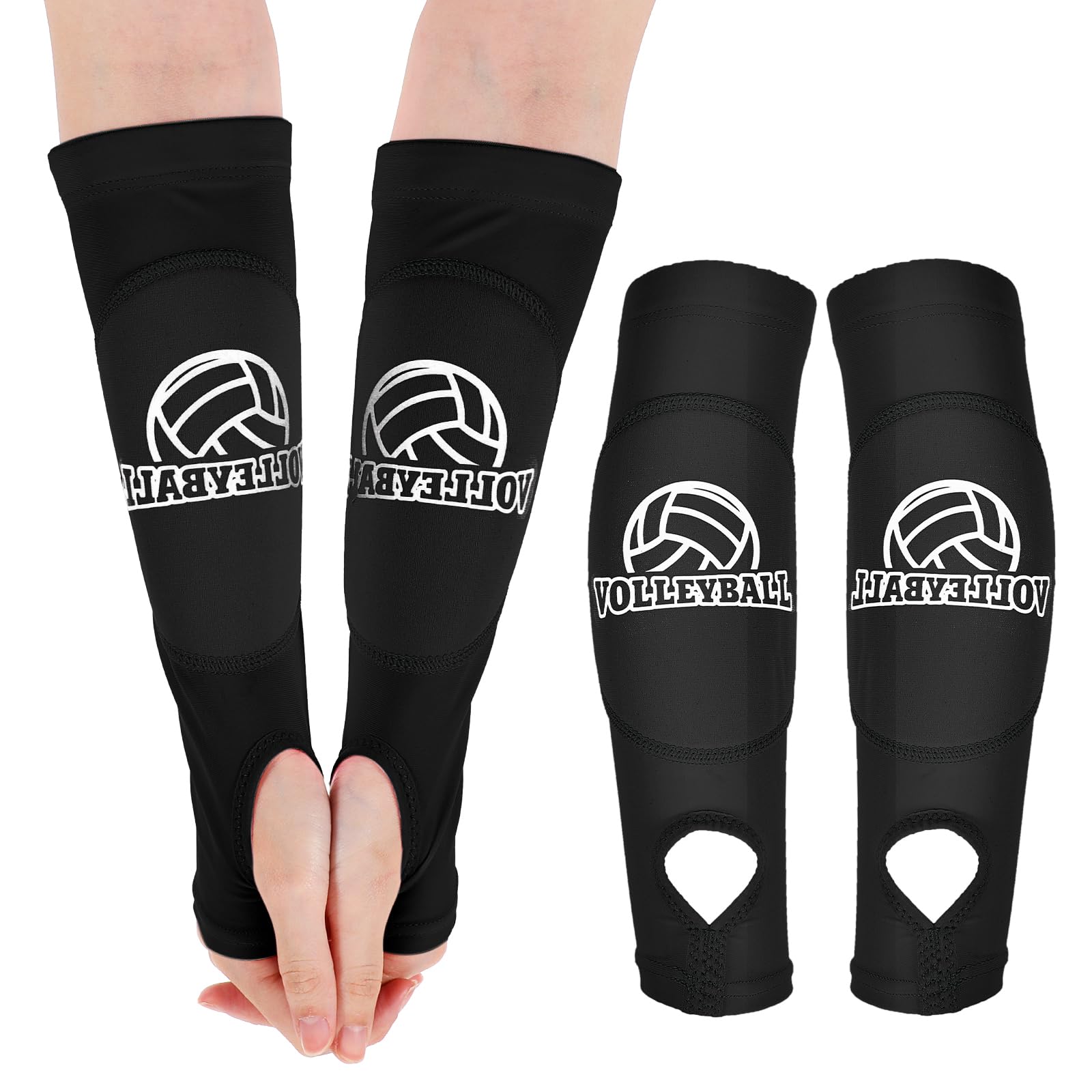 JIEYAO 1 par de protectores de brazo de voleibol, antebrazo con almohadilla de protección antideslizante y orificio para el pulgar, puños elásticos de voleibol para brazos, protección para antebrazos,