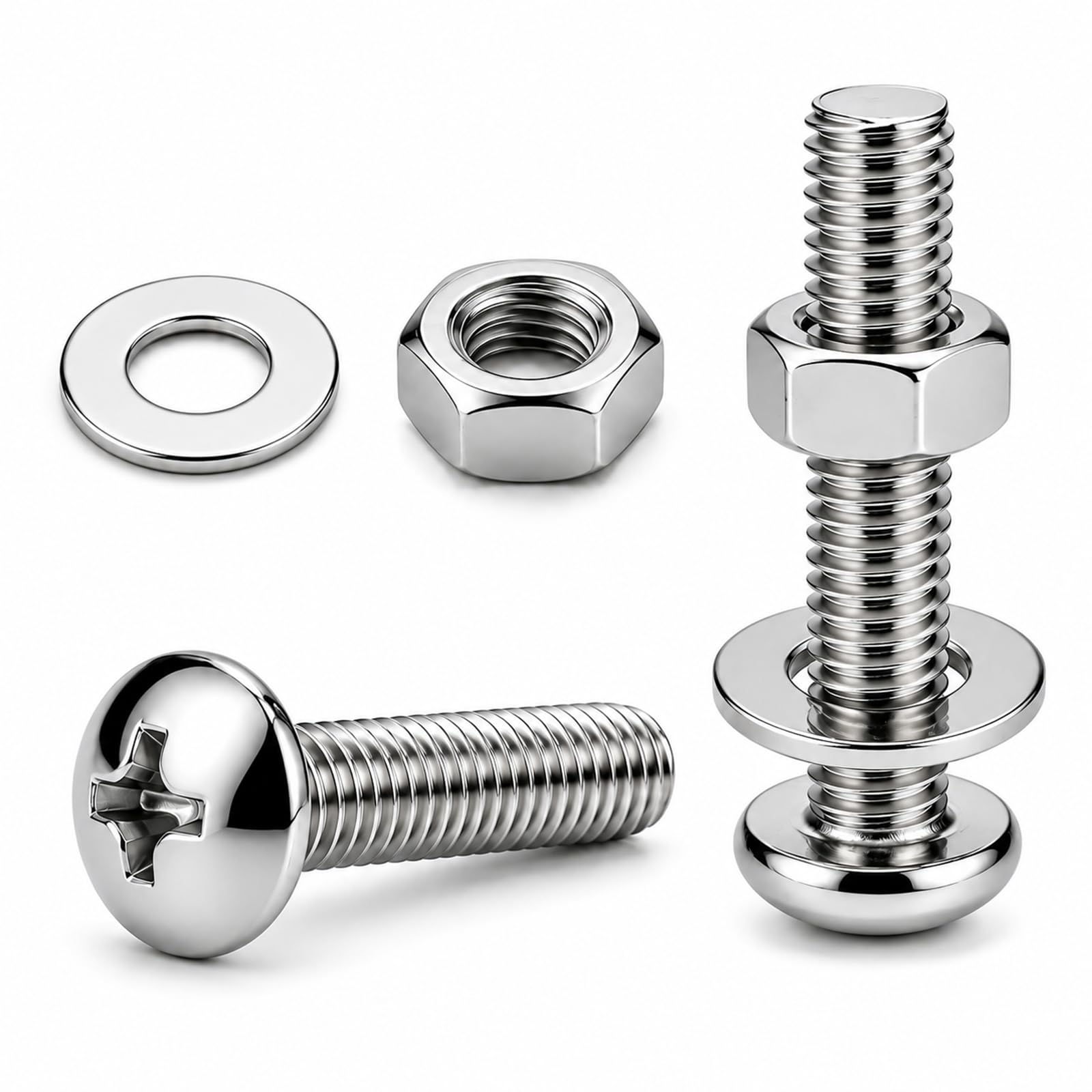 Zynthor 50Pcs M4 Screws, M4 x 12mm Pan Head Machine Screws Bolts