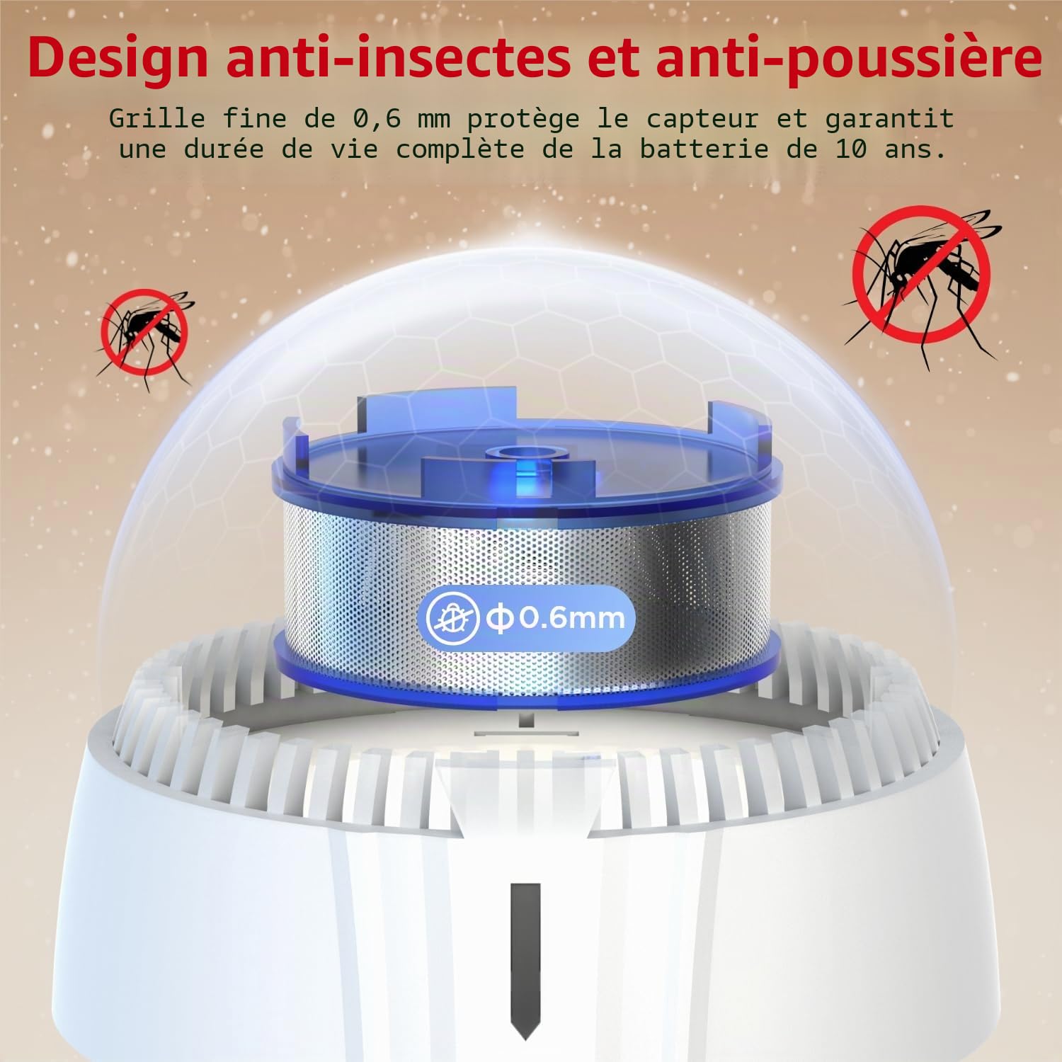 DAYTECH Mini Detecteur de Fumée avec 10 Ans Pile– Installation Facile Alarme Incendie détecteur fumée sans Percage avec Support Magnétique, Idéal pour Maison, Appartement et Location (Lot de 4)