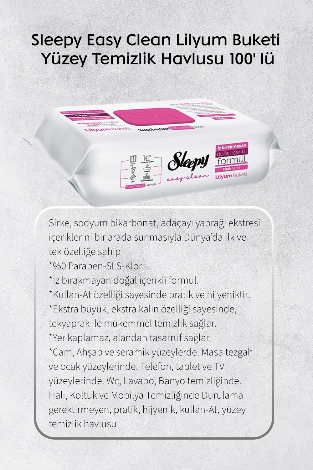 Arap Sabun ve Lilyum Katkılı Sleepy 100'lü, Kireç Sökücü 30'lu Temizlik Havlusu ve Rosie Hediye