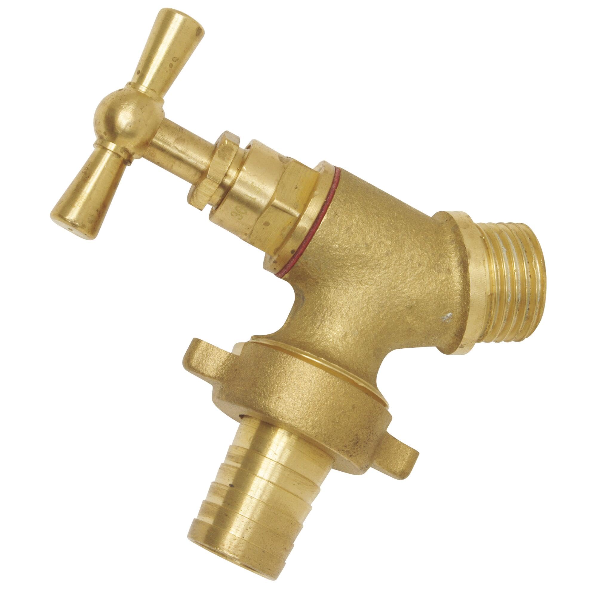 SOMATHERM FOR YOU, Robinet de puisage à potence oblique 1/​2" Mâle, raccord 3/​4", corps laiton brut CW617N, modèle court, pression max 10 bars, température max 80°C, norme ACS