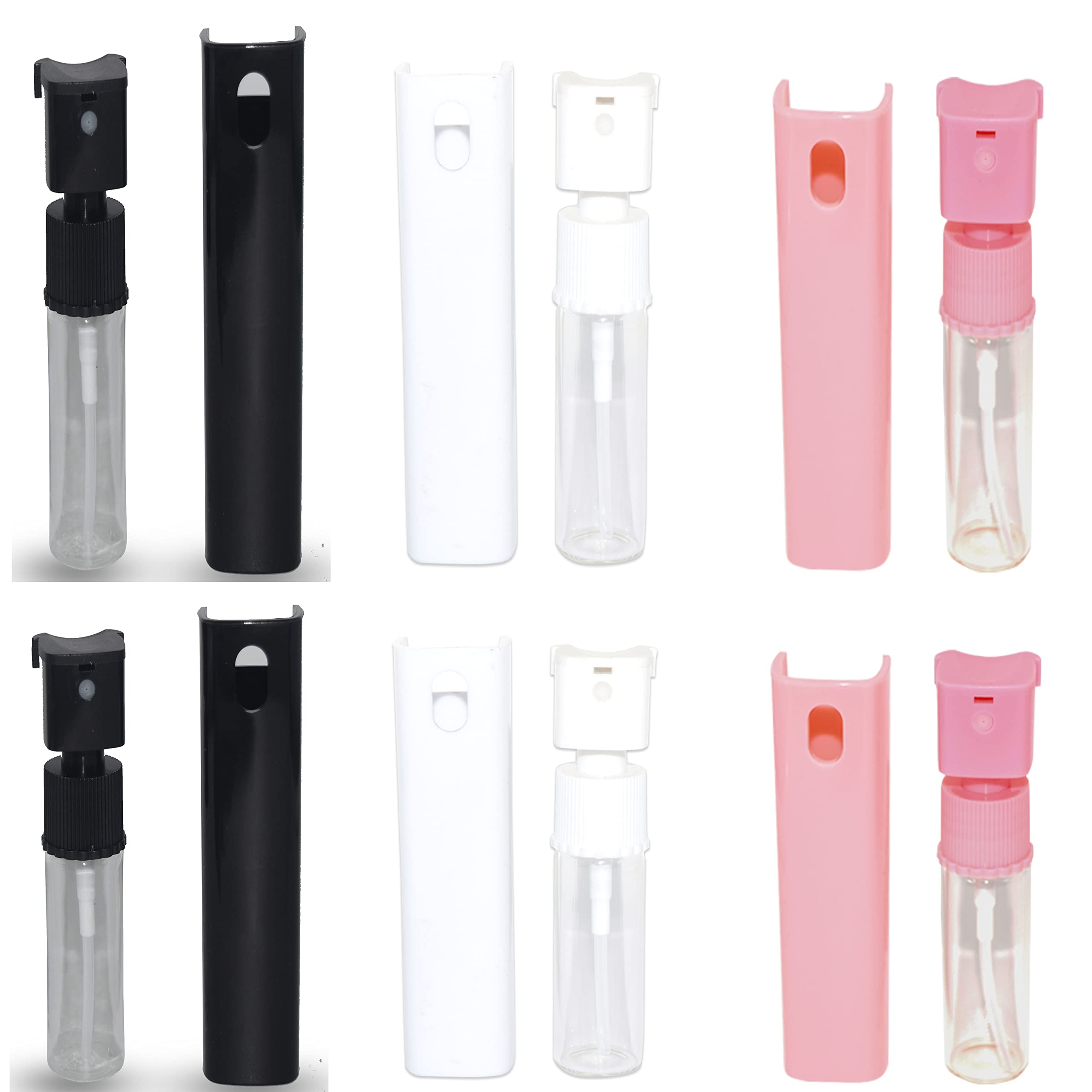 Hunky Dory 10ml Unique Multicolour Empty Refillable Glossy Glass Bottle with Spray Pump and Cap for For DIY Perfume, Essential Oils, Blends, Rose Water (Pack of 6)-image-14
