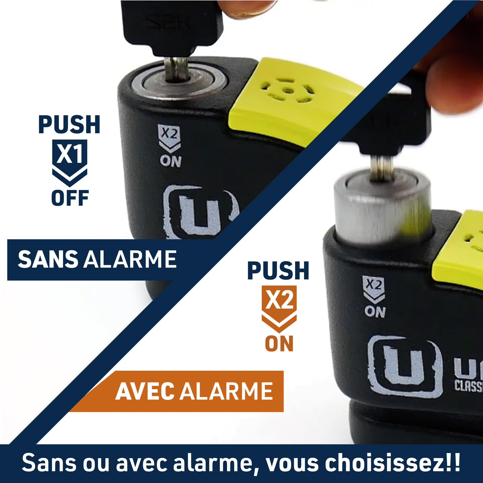 URBAN UR10 Antivol Moto Homologué SRA, Bloque Disque avec Alarme Intelligente | 120dB, LED, Warning, Sensibilité A+, X2 ON | Serrure Haute Sécurité, Bloc Double Verrouillage ø10mm, Acier Endurci