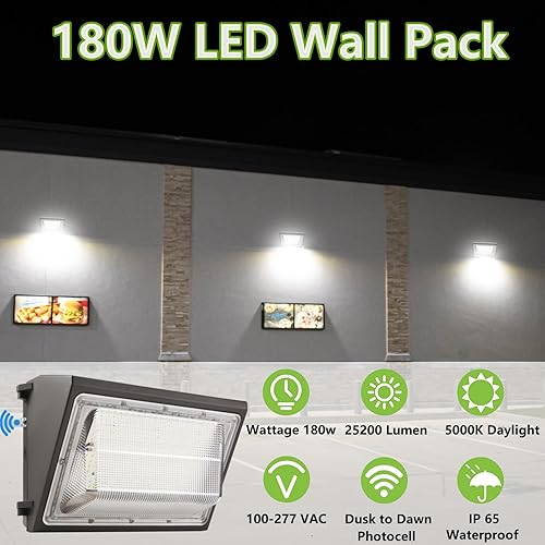 Miniatura 10 de ununono Dusk to Dawn - Paquete de luz LED de 100 W, 13000 lm 400-600 W equivalente a HPSHID, 5000 K luz diurna comercialindustrial iluminación de