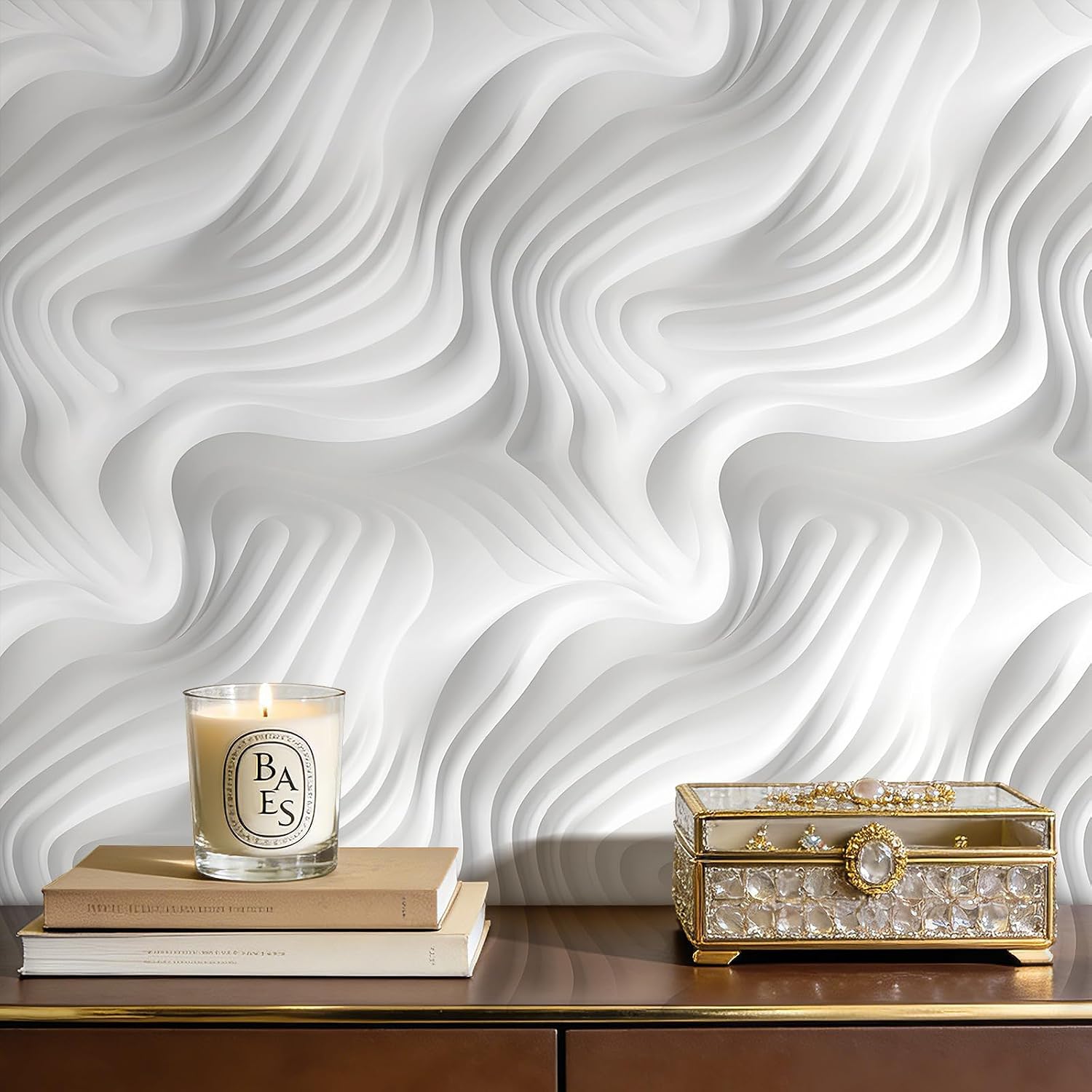 17.5x237 Modern Wallpaper Peel and Stick Abstract 3D White Wallpaper Paintable White Wall Paper Peel and Stick Modern Backdrop for Cabinets Home Office Accent Wall Paper Removable Self Adhesive