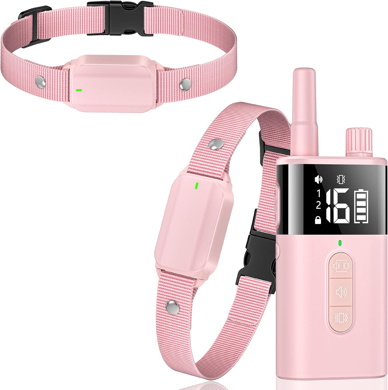 No Shock Dog Training Collar with Remote, Dog Vibration Collar with Controller Beep and Vibrate Only, Safe Lock Waterproof Rechargeable Vibrating Collars for Dogs(10-120 lbs)-No Prongs