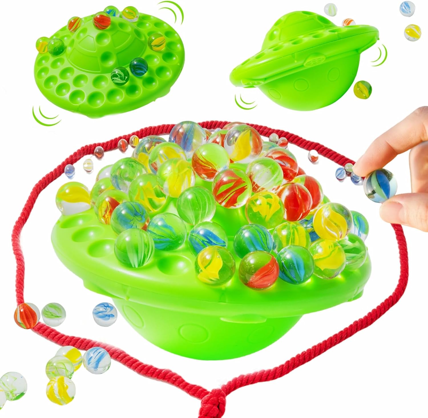 Marble Balance Game for Kids & Adults,60 Colorful Marbles with Storage,Fun Family Party Game for 1-4 Players,Improves Hand-Eye Coordination,Great Gift for Birthdays & Holidays