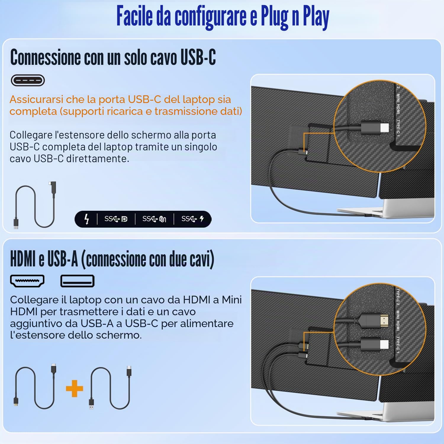 KEFEYA Monitor Portatile 14“ Doppio Schermo Pc Portatile IPS FHD 1080P, Schermo Portatile per Laptop da 13-17” con porta USB-C/HDMI, Plug and Play per Windows/Mac/Android/Switch/PS5