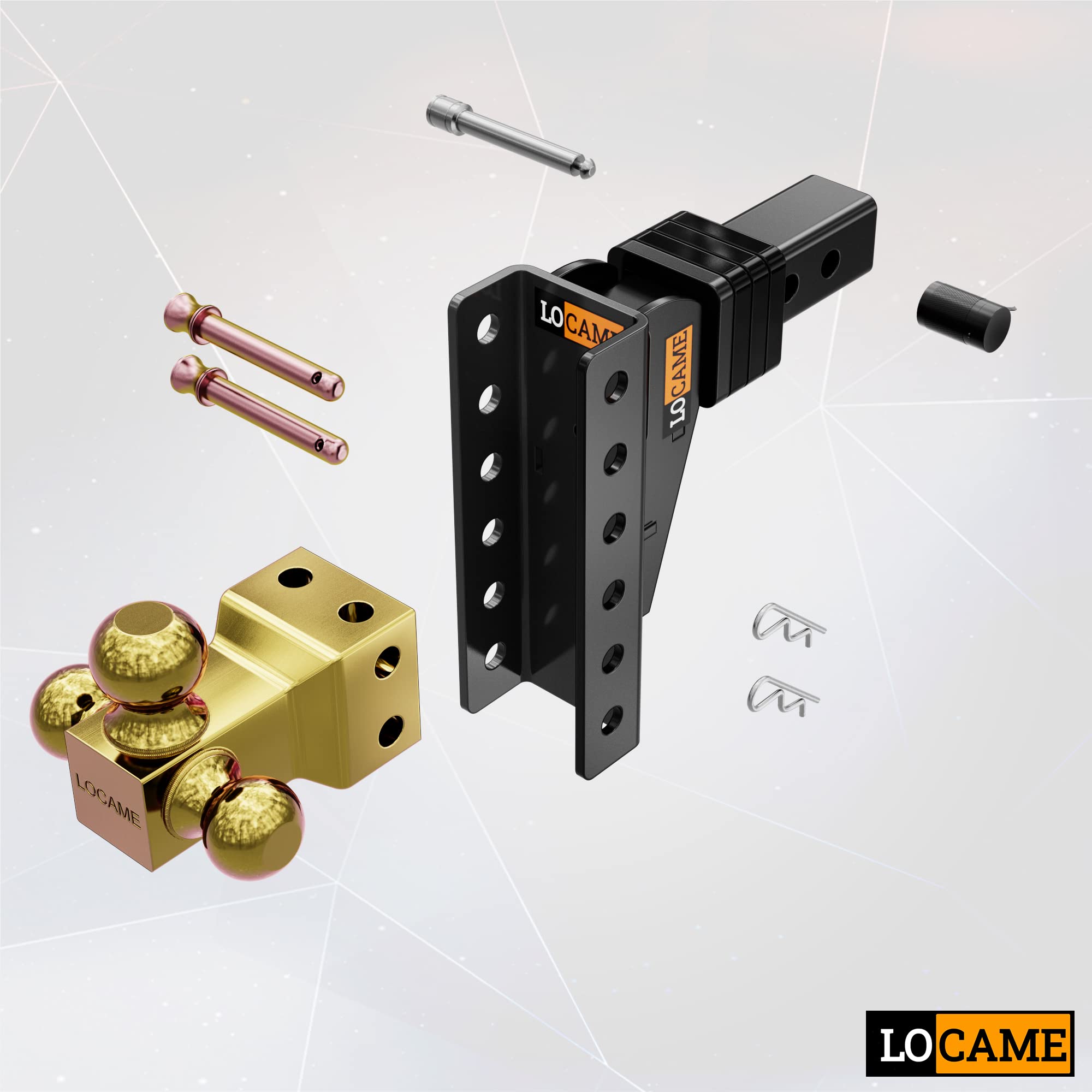 LOCAME Adjustable Trailer Hitch, TriBall (17/8", 2", 25/16"), Fits 2