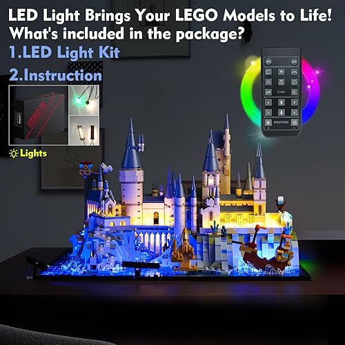 Miniatura 5 de VONADO Kit de luces LED RC actualizado para Lego Hogwarts Castle and Grounds 76419, juego de iluminación creativa con control remoto, accesorios