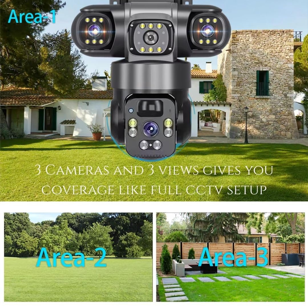 4G Solar Security Camera - 3 Lens HD Surveillance -9