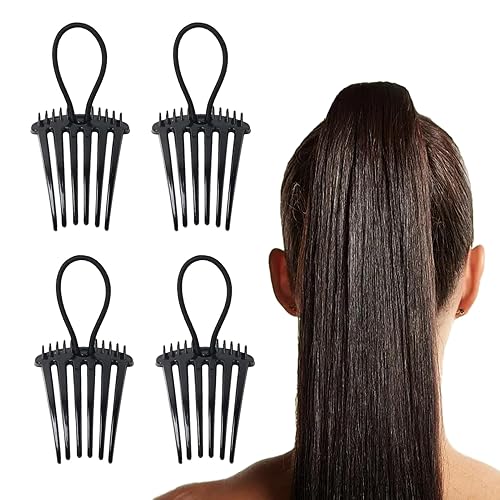 Miniatura 3 de 4 piezas de peine bandette, herramienta de peinado con banda elástica de goma para el cabello, peine para coleta, peine de volumen para peinados