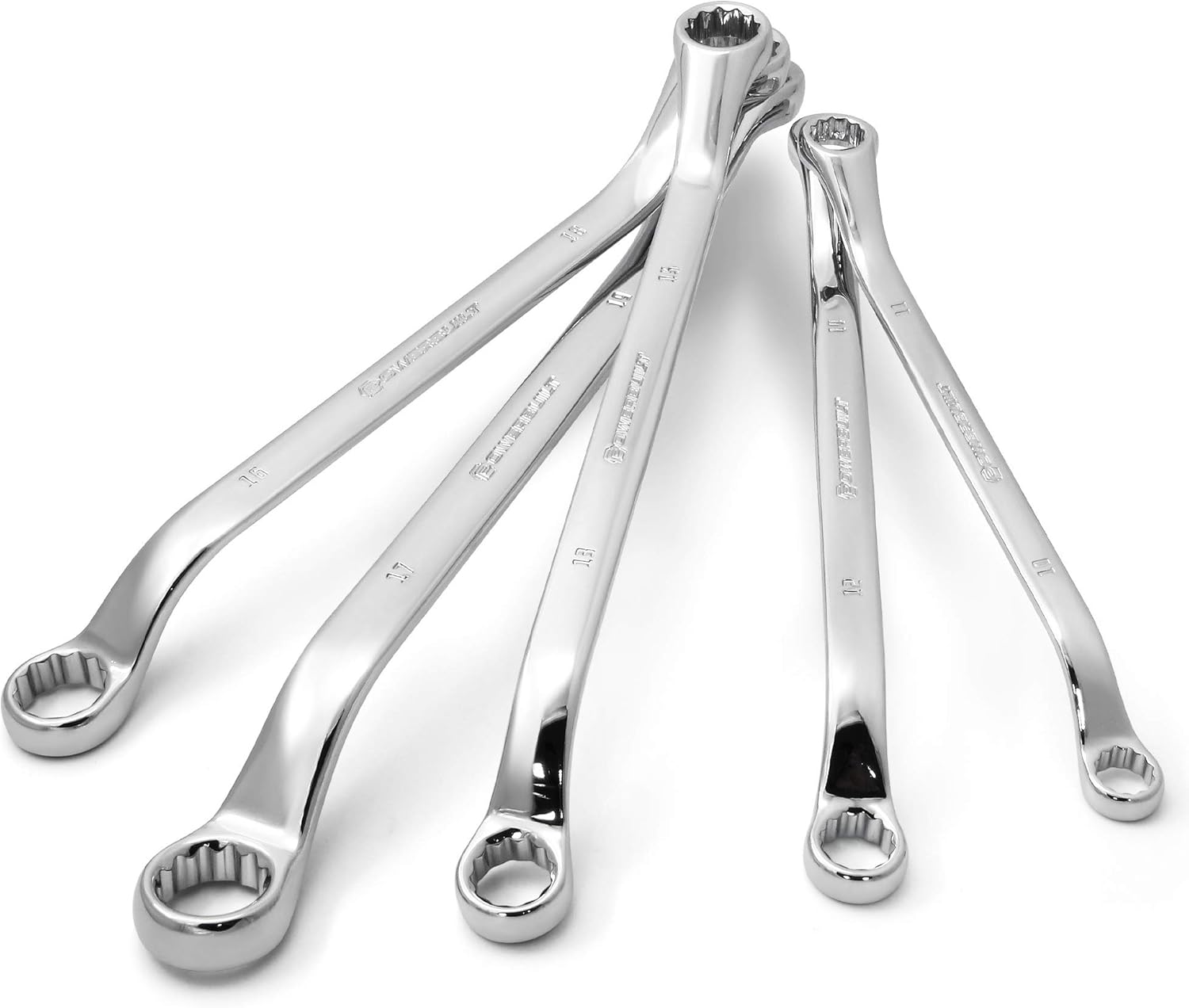 Powerbuilt 5 Piece Metric Offset Box End Wrench Set, 45 Degree Offset