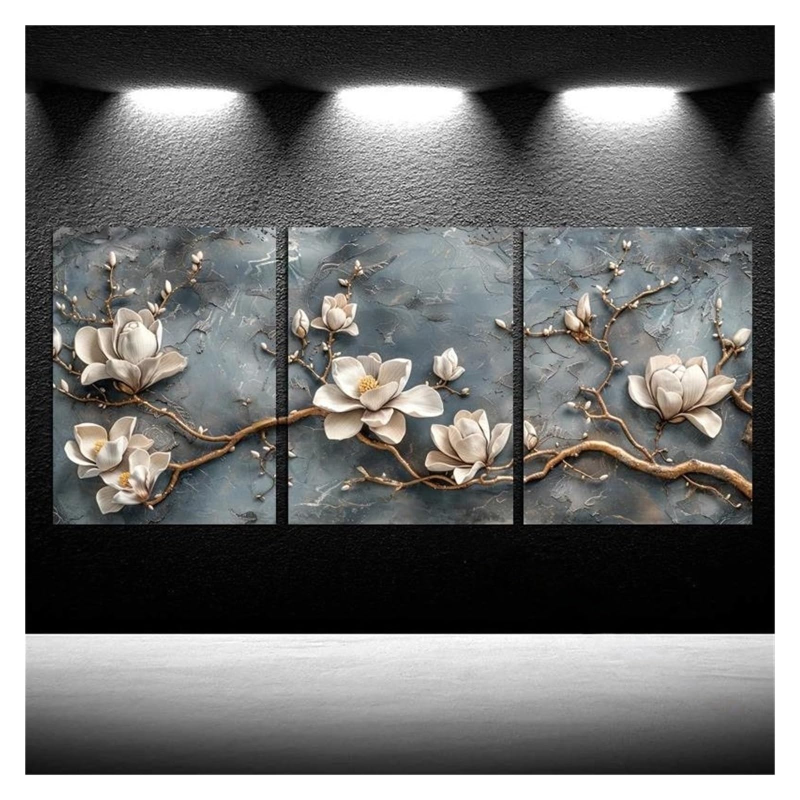 Byambd A Esthetic Pictures No Frame Poster 3Pcs Magnoli Flowers Canvas Painting Home Decoration,Bstract Blooming Flor Painting(,30X40cm)