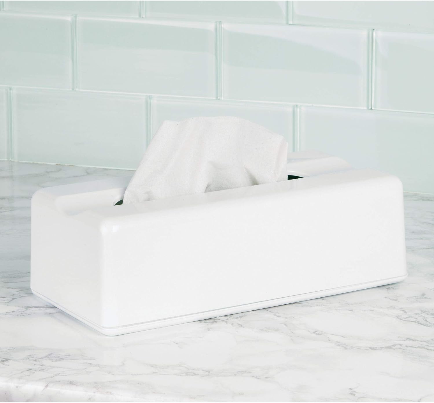 iDesignTissue Box Cover BPA-Free Plastic - 10.25" x 5.5" x 3.25", White