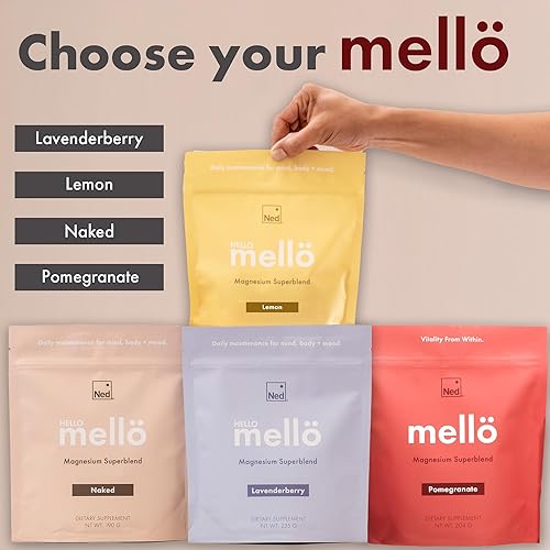 Miniatura 7 de Ned - Mellö Magnesium Superblend - Mezcla de bebida de suplemento de polvo de magnesio con glicinato de magnesio natural y L teanina, 30 porciones -
