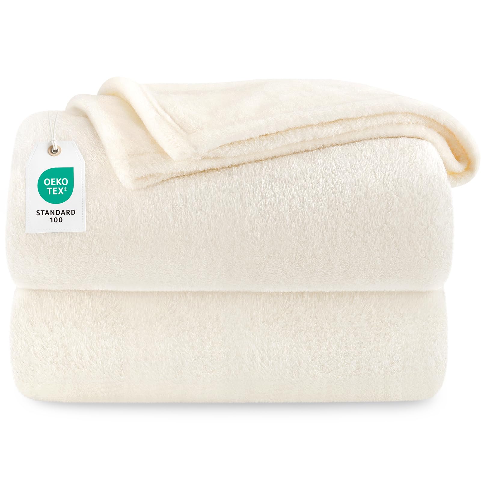 Manta Franela para Cama - 150 x 200 CM - Manta para Sofá Marfil Blanco - Manta de Microfibra, Acogedoras, Antiestático, Lavables Máquina