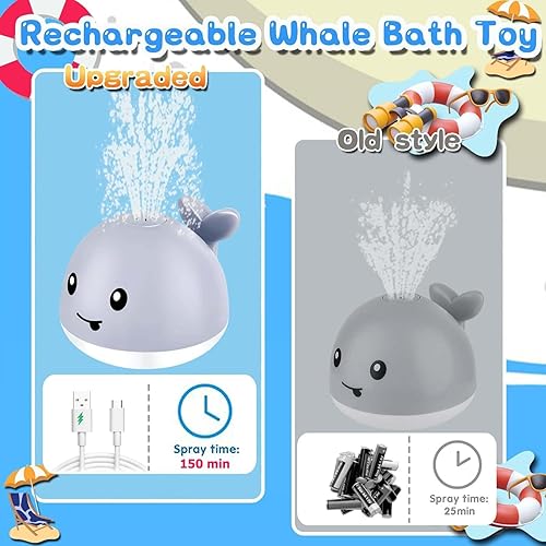 Miniatura 9 de Juguetes de baño para niños de 1 a 3 años Juguetes de baño para bebés, juguete de baño de ballena iluminado, relleno de calcetines de Navidad,