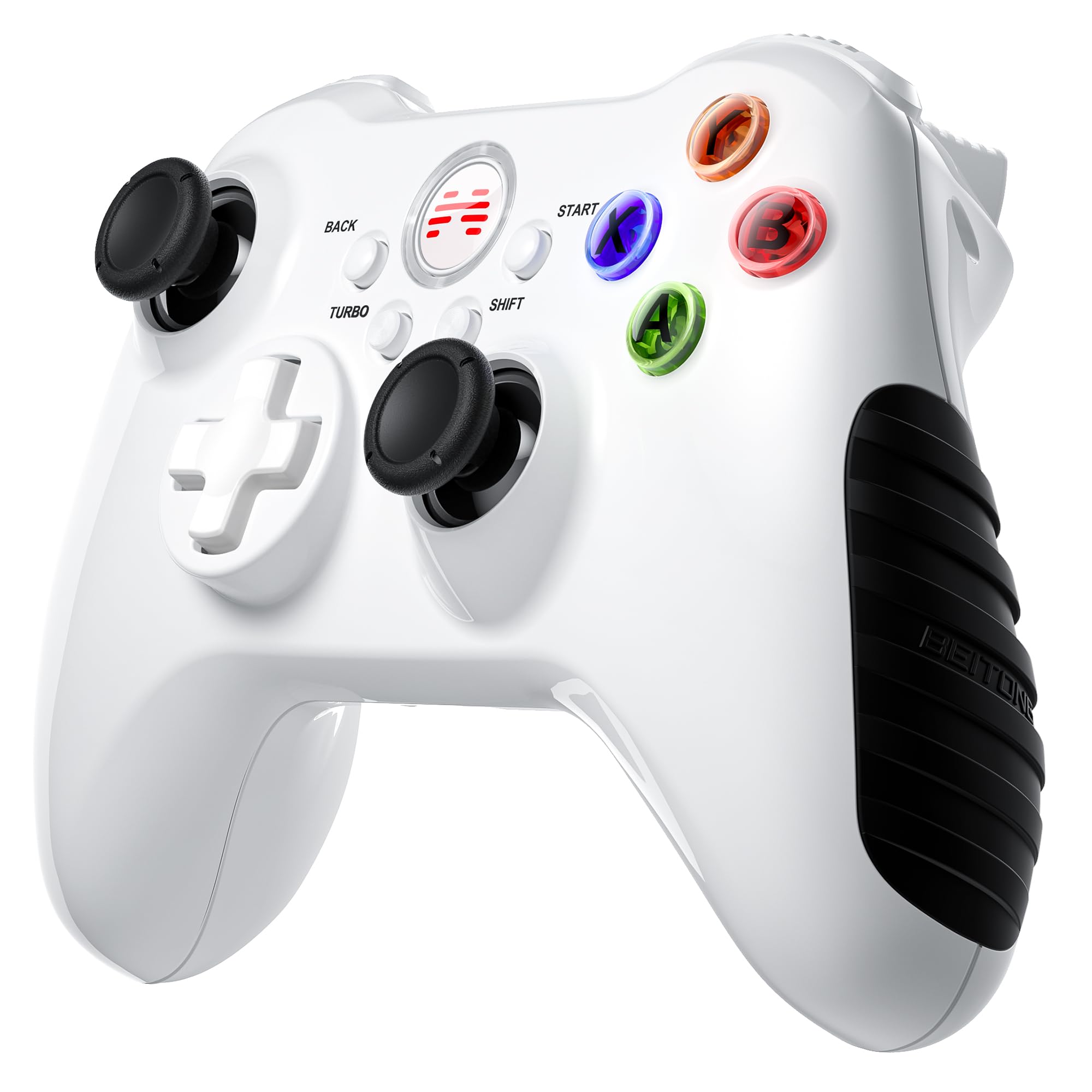 BEITONG Asura2 Wireless PC Gaming Controller,Camepad for PC Laptops Windows 7/8/10/11 Steam Emulator Game,Dual-Vibration and Turbo White