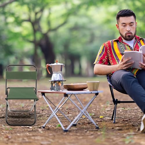 Miniatura 8 de Wakauto Silla plegable portátil para camping, ligera, pequeña, plegable al aire libre, con respaldo para pesca, playa, deportes, jardín, viajes