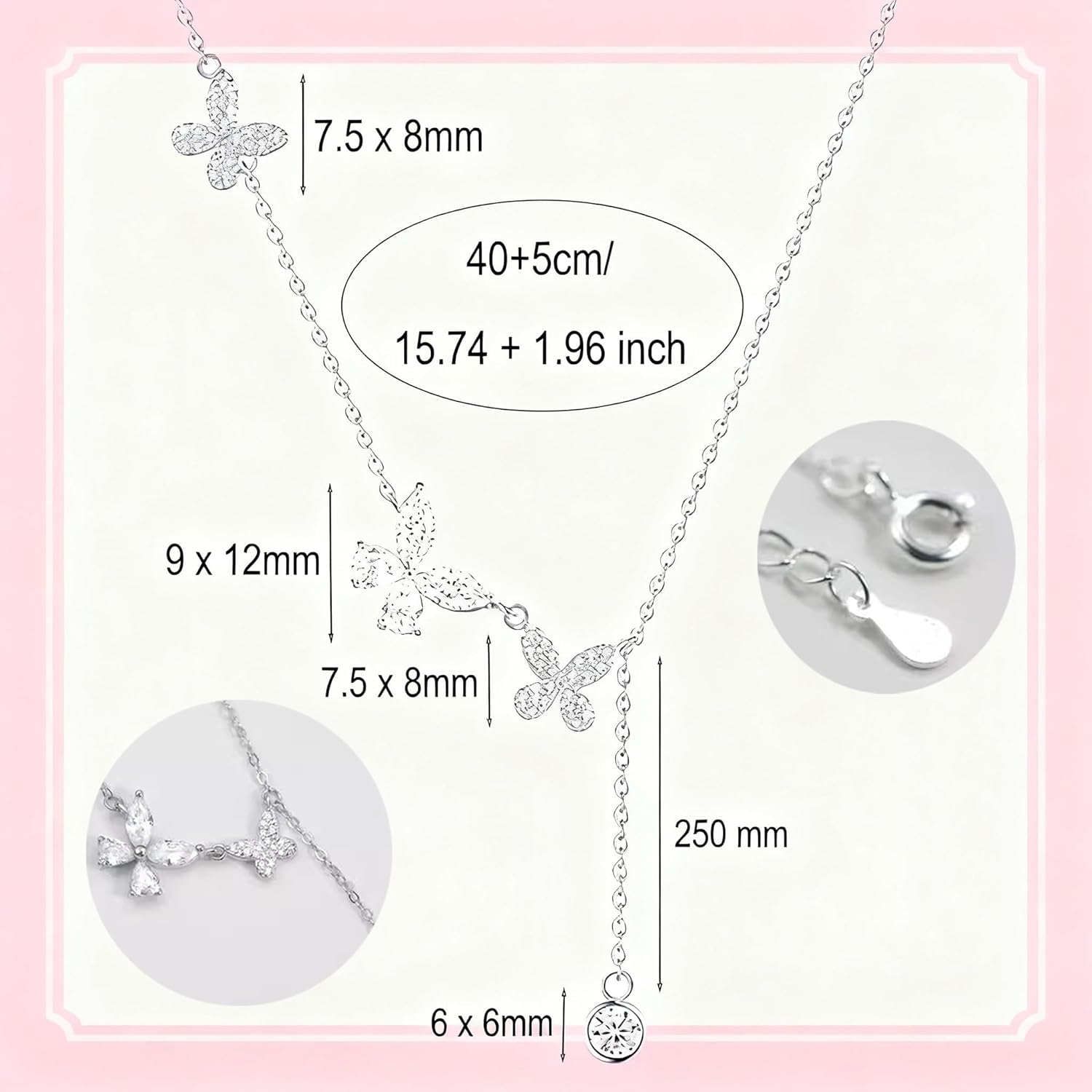 Sterling Silver Butterfly Necklaces for Women, Fairy Necklace, Butterfly Pendant, Fashion Necklace, Exquisite Butterfly Clavicle Chain - Image 3