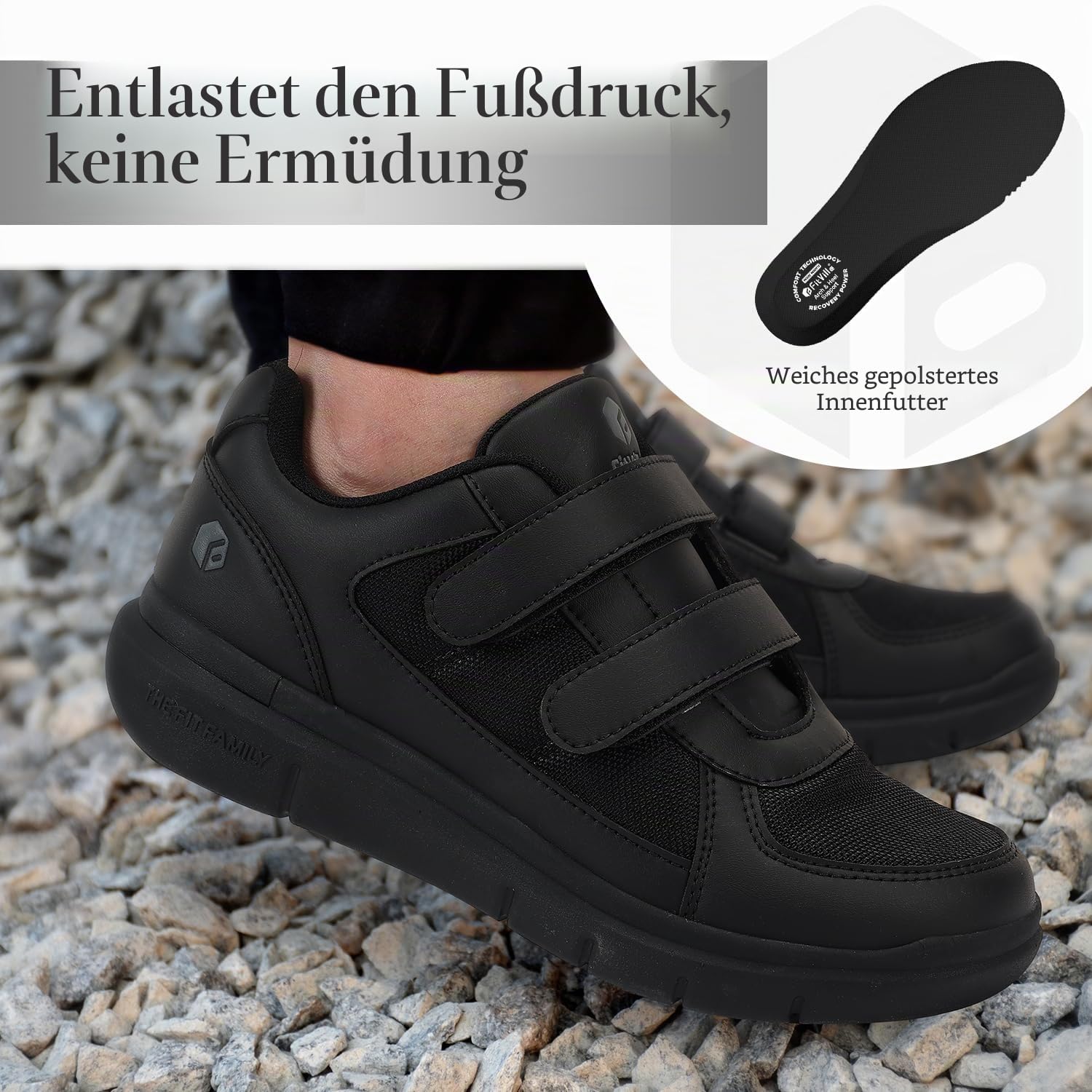 FitVille Herren Easytop Duo Strap Schuhe V3 Extra Weit Turnschuhe Sneaker