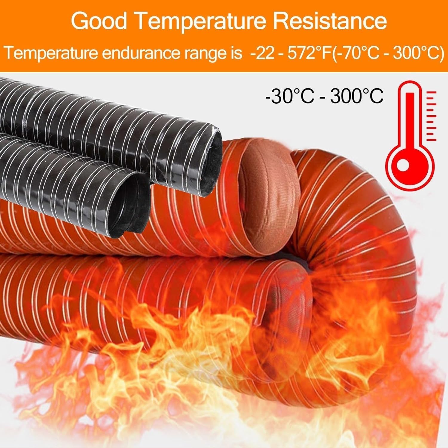 Condotti Flessibili per l'aria condizionata e Il Raffreddamento dei Freni; condotti di Ventilazione retrattili da 2 Metri/6,5 Piedi; condotti in Silicone Portatili da 125 mm (4,9 Pollici) PE