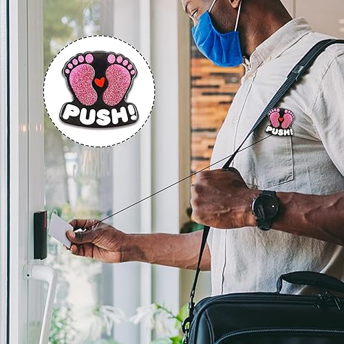 Miniatura 4 de YAZMEEN Divertido carrete retráctil con clip de cocodrilo Be Kind, soporte para tarjetas de identificación con lenguaje de signos de arcoíris,