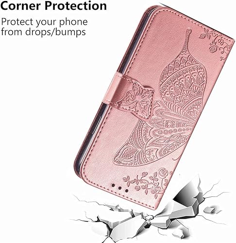 Miniatura 5 de MEUPZZK Funda para Samsung Galaxy A23, Samsung A23 4G5G, piel sintética de alta calidad con diseño de flor de mariposa en relieve, función atril,