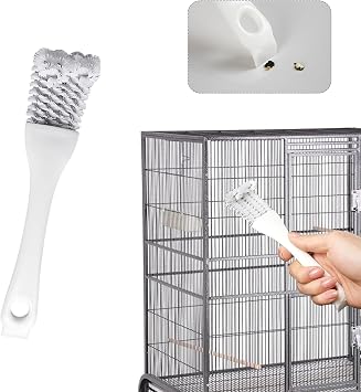 Bird Cage Cleaner with Long Handle & Shovel Hard Bristles Easy Bird Droppings Removal Brush for Parrot & Pet Cages & Bird Perch Durable Bird Cage Cleaning Tool & Accessory 1