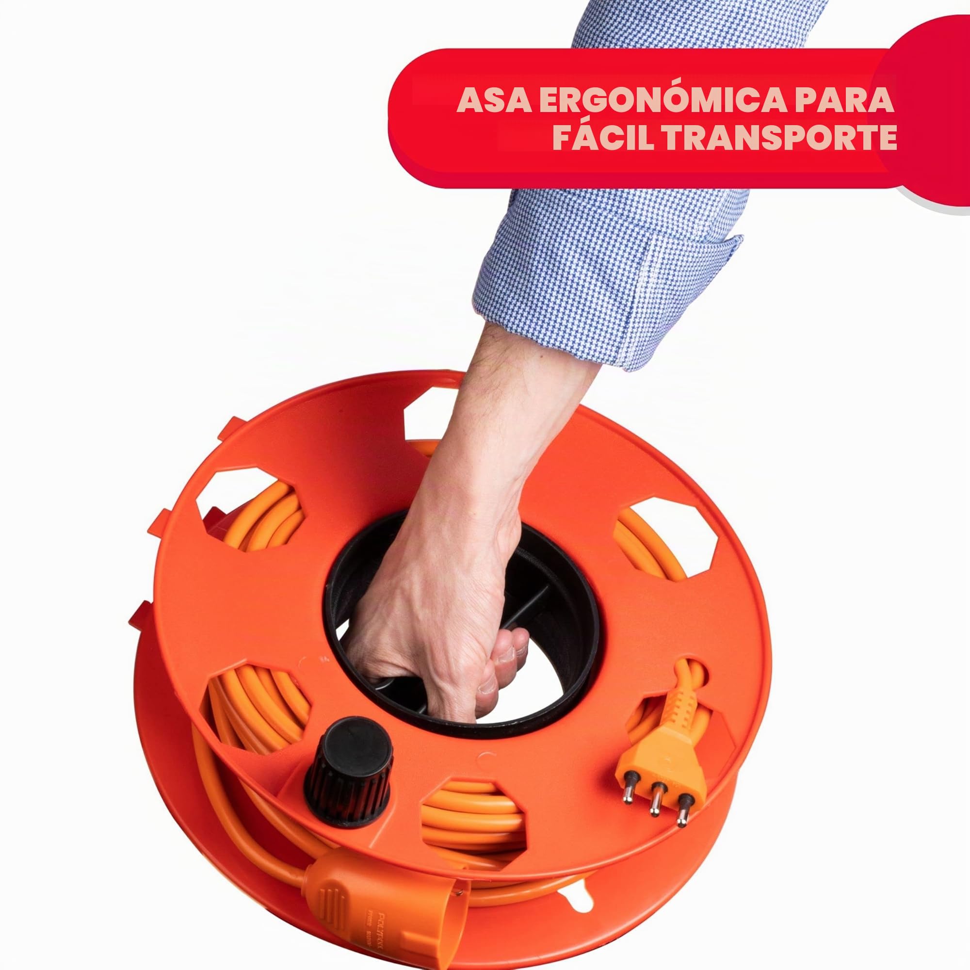 POLY POOL PP2603 Rodillo Carrete de Cable Profesional ROLLY, para Prolongadores Eléctricos, Cuerdas, Tubo Flexible, Adecuado para Cortacésped.